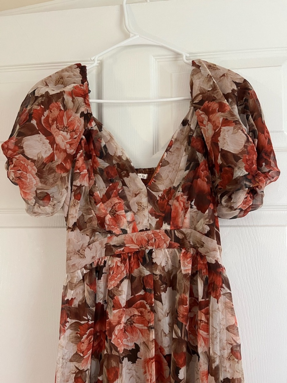BaeVely Lane 201 Rustic Romance Brown Tan Floral Cottagecore Midi Dress Medium - Picture 5 of 9